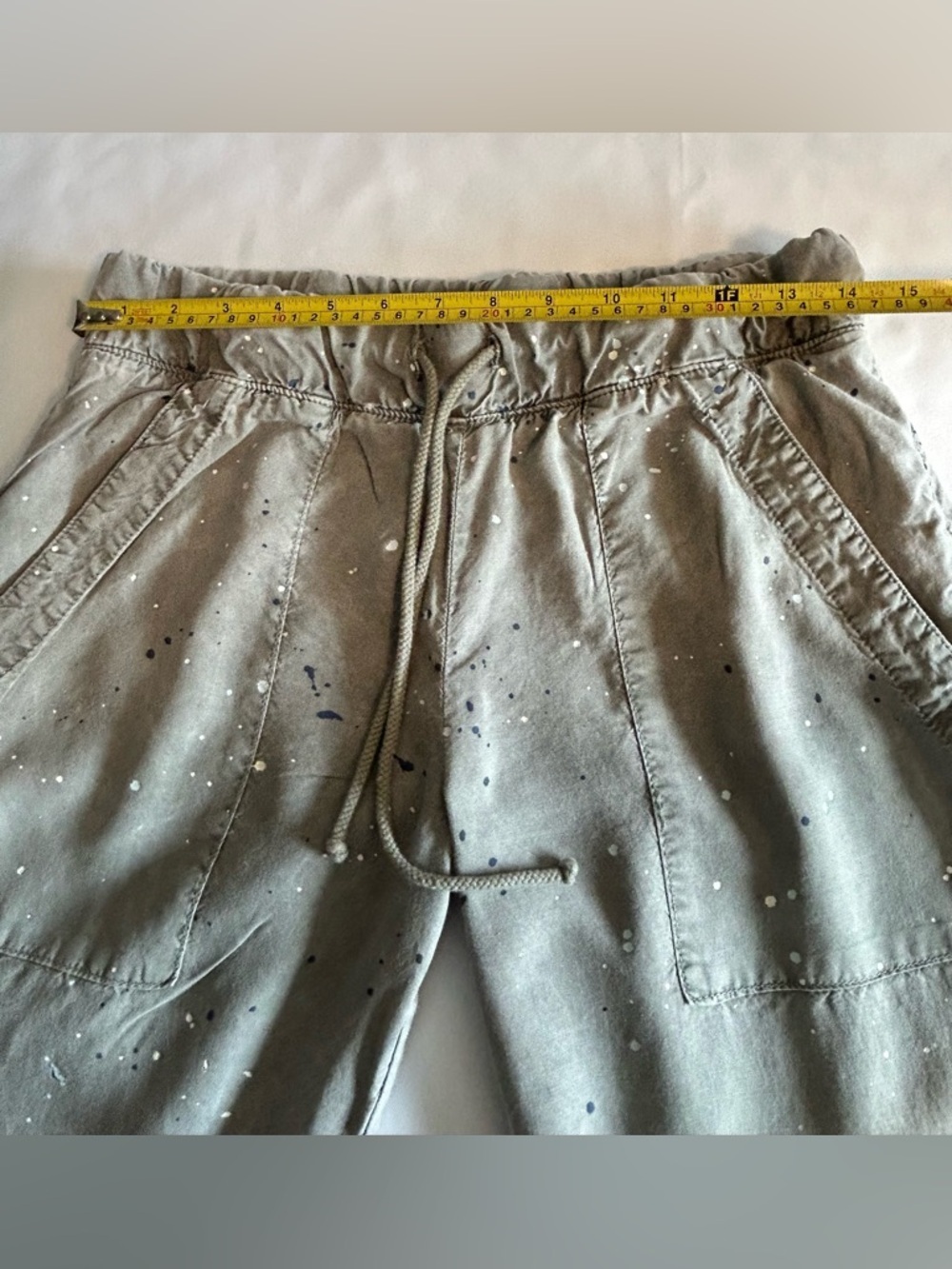 cloth & stone Anthropologie Light Gray tencel Joggers size M paint splatter - Picture 12 of 14